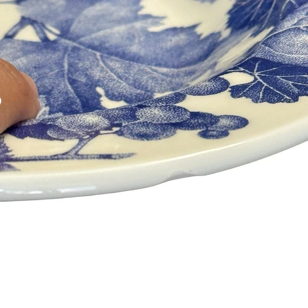 Vintage Set of 4 Furio Grape Leaf Blue Stoneware Salad Plates Made in Italy 8.5